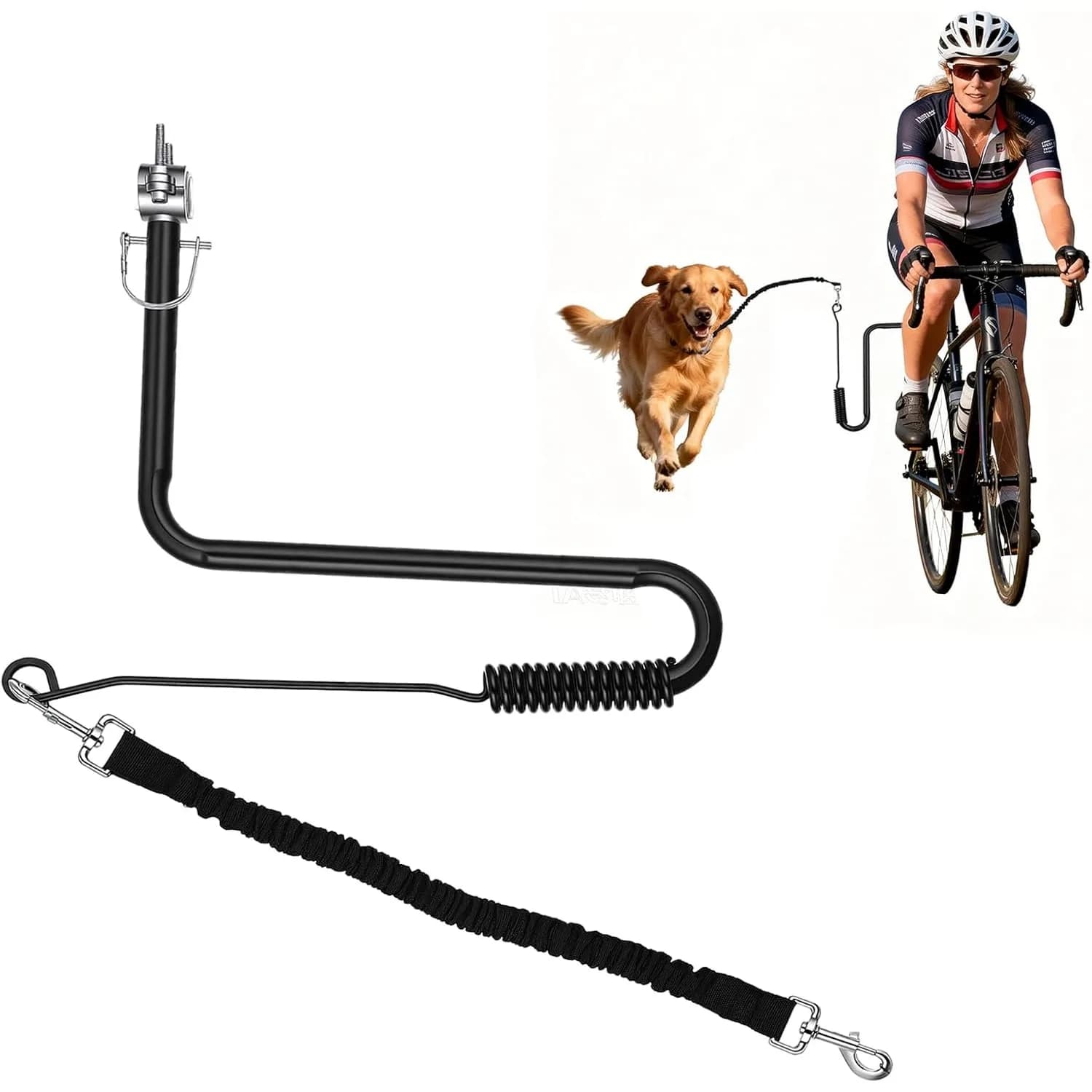 Elastic Dog Bicycle Leash Hands Free Shock Absorbing Rope for Cycling Jogging Running Safety Attachment