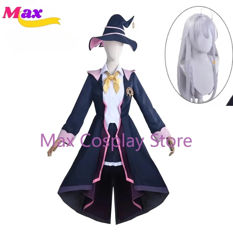 Costume Cosplay di Max Cos per l'Anime 'The Journey of Elaina', La Strega Errante, con Cappello e Abito per Feste Femminili
