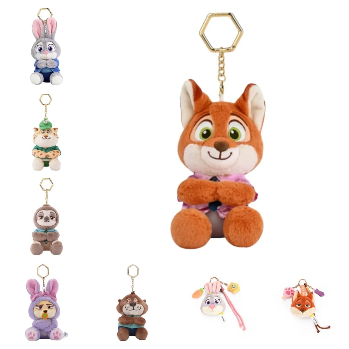 Portachiavi Peluche Disney Zootopia 12cm, Juddy Nick Sloth Finnick Nibbles, Ciondolo per Zaini da Ragazza, Simpatici Portachiavi Imbottiti