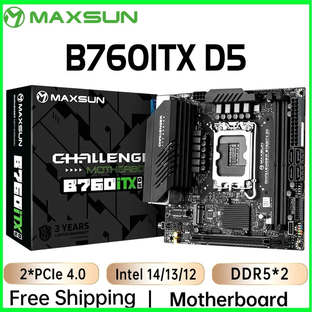 MAXSUN Scheda madre di gioco B760ITX D5 supporto Intel 14 13 12a generazione Core CPU DDR5 M.2 PCIEX16 4.0 Componenti del computer