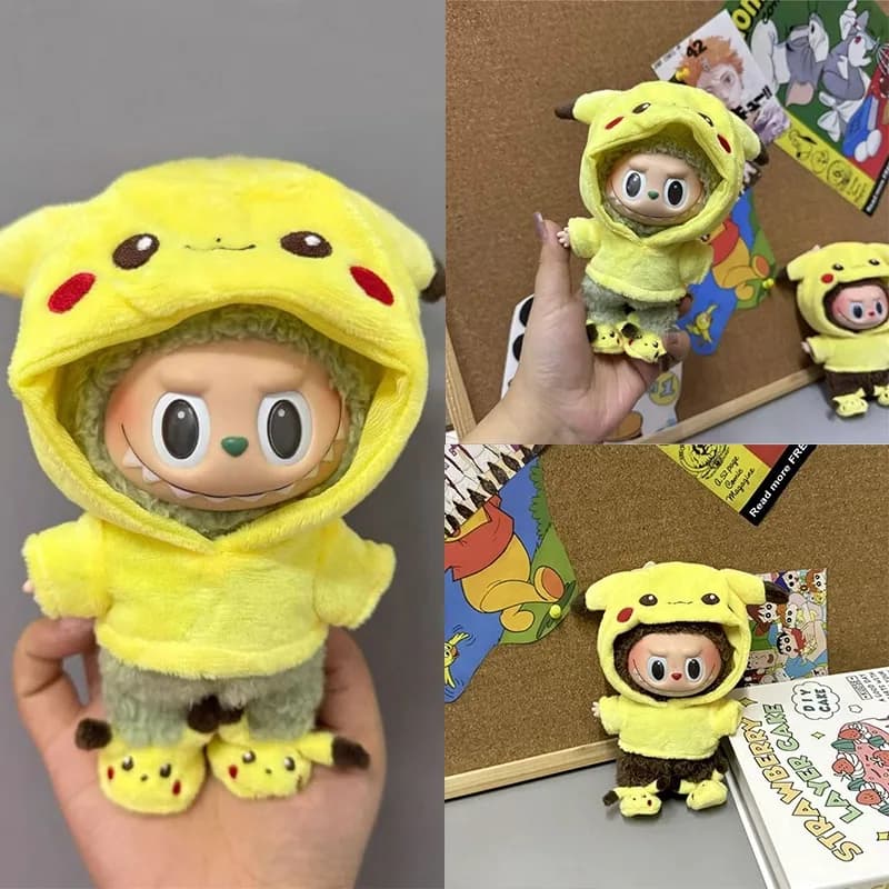 15 17 centimetri Per Labubu Bambola Del Fumetto Sveglio Pikachu Peluche Vestito Vestiti Scarpe Set Kpop Kawaii Vestito Abbigliamento In Piedi Postura bambola