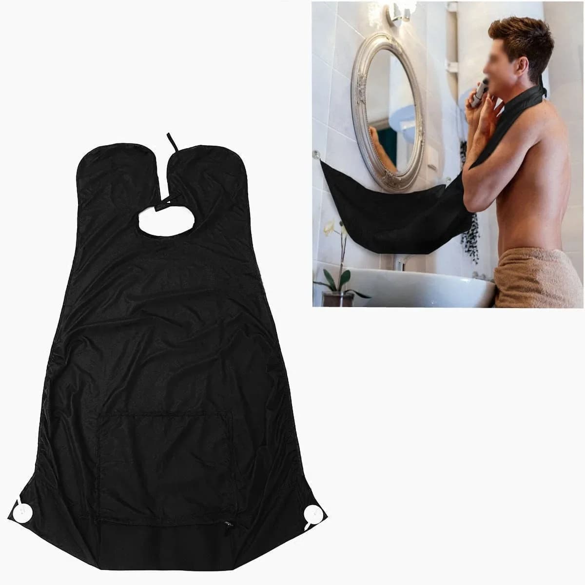Black Barba Apron for Men, Collectable Barba with Refinish Support, Home Cleaning Tool