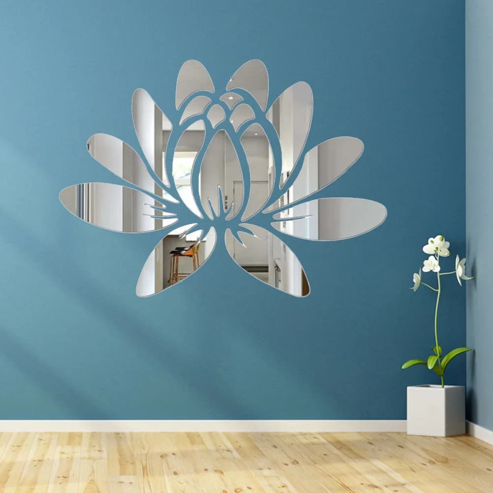 Adesivi Specchio in Acrilico Argento Rimovibili, Decorazioni 3D per Casa, Camera da Letto, Soggiorno, Adesivi Murali 3D, Decorazioni per Bagno