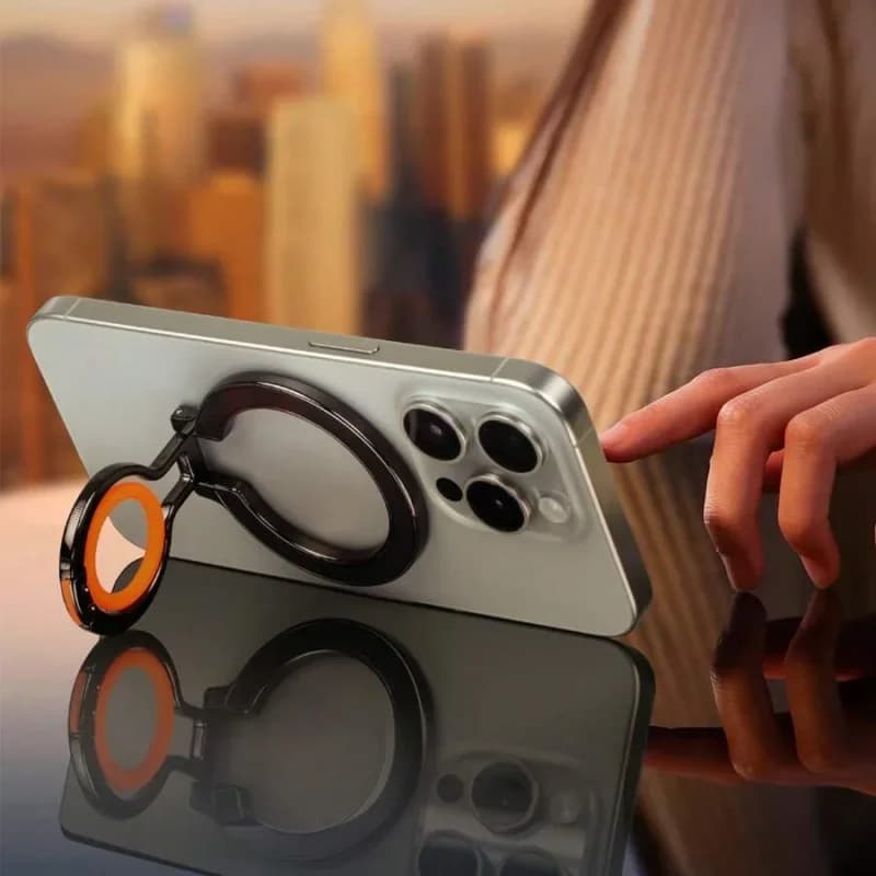 360 ° Supporto per telefono con fibbia ad anello fisso magnetico rotante Forte adsorbimento magnetico portatile per iPhone 17 16 15 14 13 12