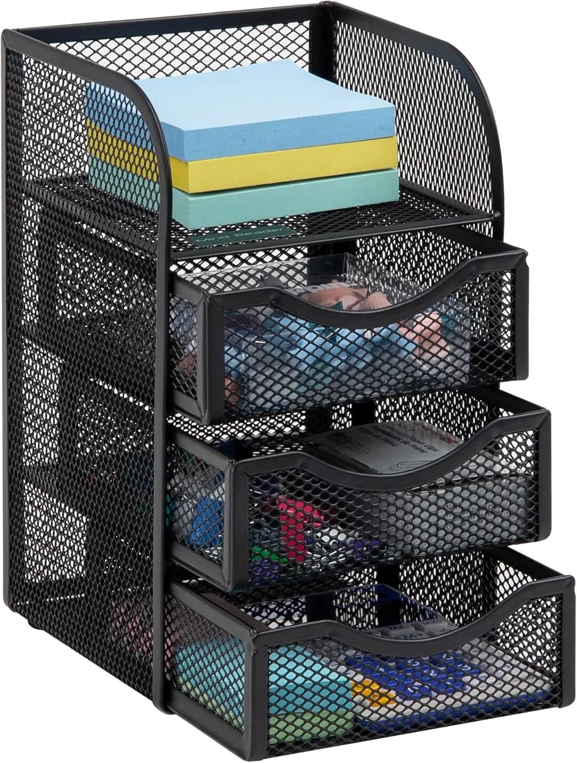 Organizer da scrivania in rete metallica, 4,75x5x8 pollici, nero - Cestino porta documenti per forniture da ufficio