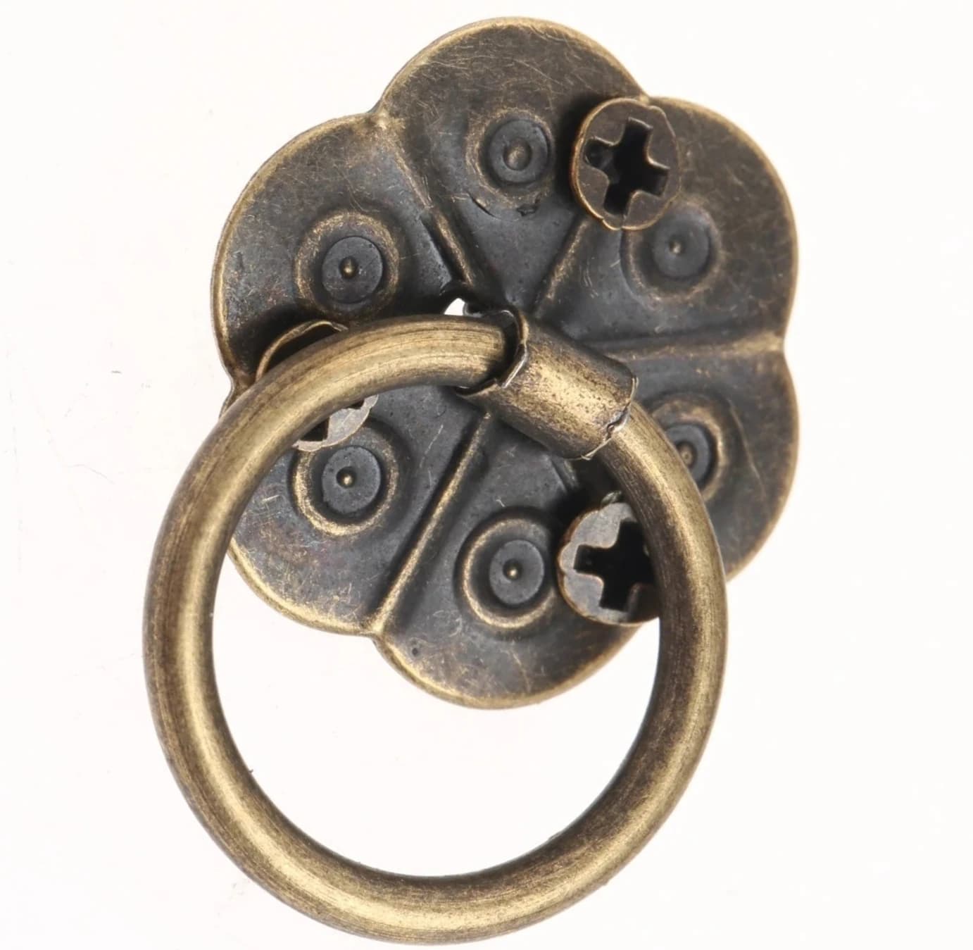 Set di 12 Maniglie per Mobili, Cassetti, Porte, Tipo Bress Antico in Forma di Prugna con Viti, 27mm