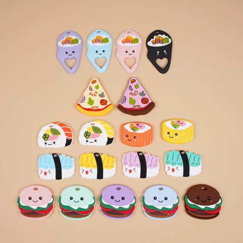 5PCS Silicone Beads BPA Free Baby Teether Animal Newborn Teething Toy DIY Pacifier Chain Necklace Accessories