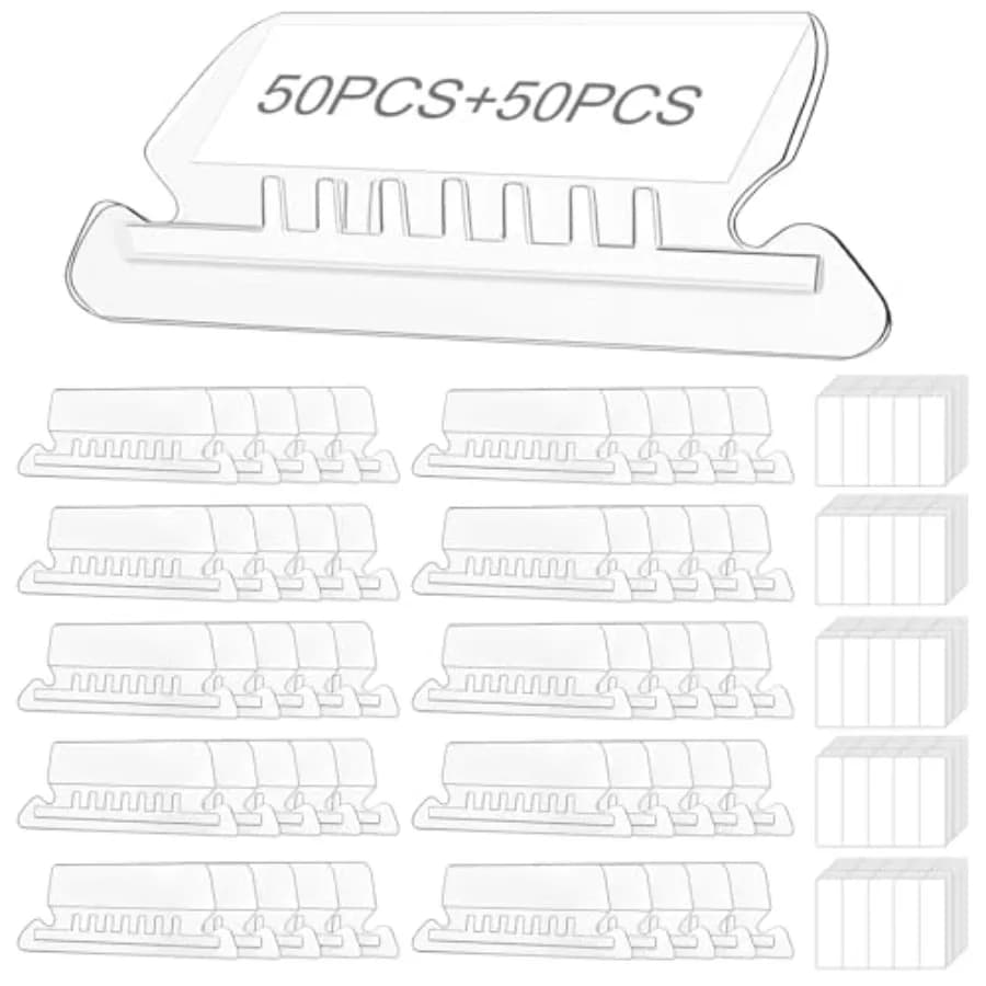 File Folder Tabs, 50 Sets Hanging File Folder Labels 2" Tabs and Inserts for Hanging Files, Clear Plastic with Blank Paper Inse