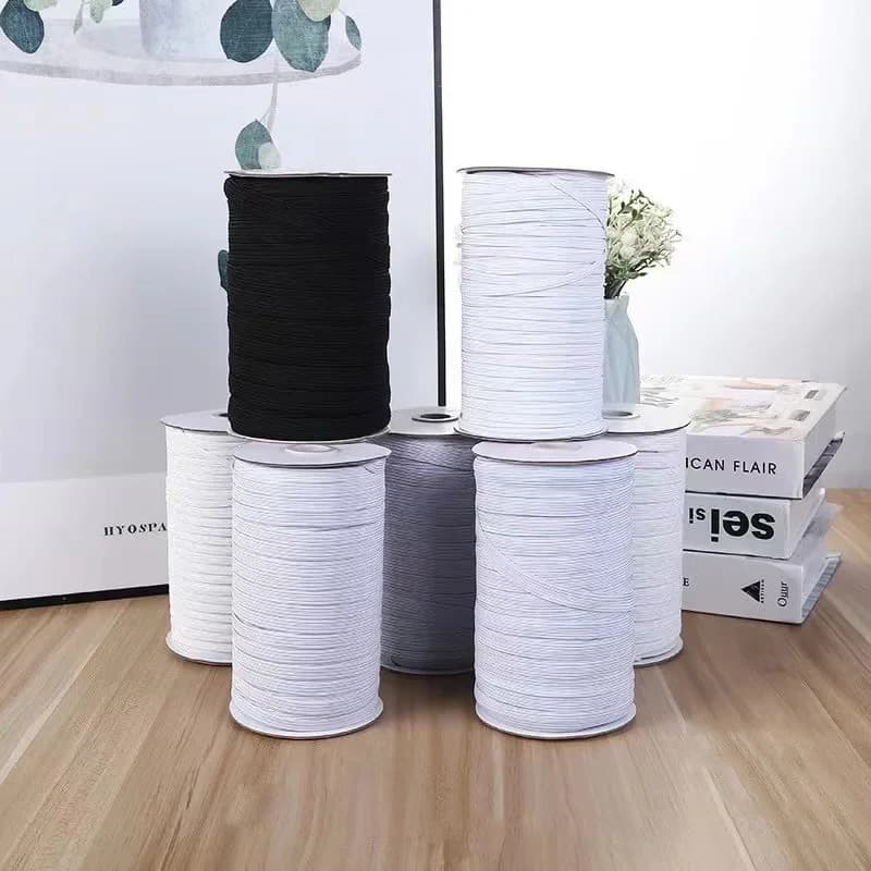 1 roll 3/6/8/10/12mm white/black elastic for sewing high elastic DIY Fiat elastic band waist elastic band elasticized ribbon
