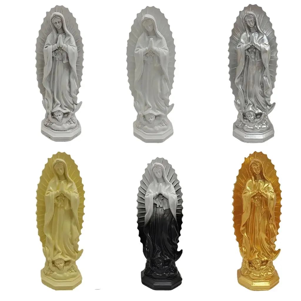 Statua di Maria in resina Figura di ornamento della madre benedetta fatta a mano per il patio, regalo di nozze, decorazione da tavolo per esterni