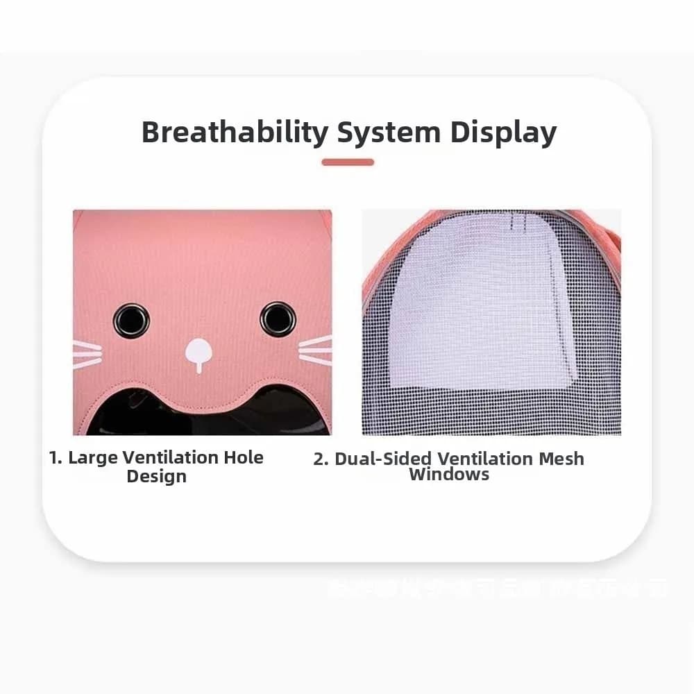 Foldable Cat Carrier Bag Large Capacity Collapsible Pet Carry Backpack Transparent Window Adjustable Strap Kitten Carrying Bag