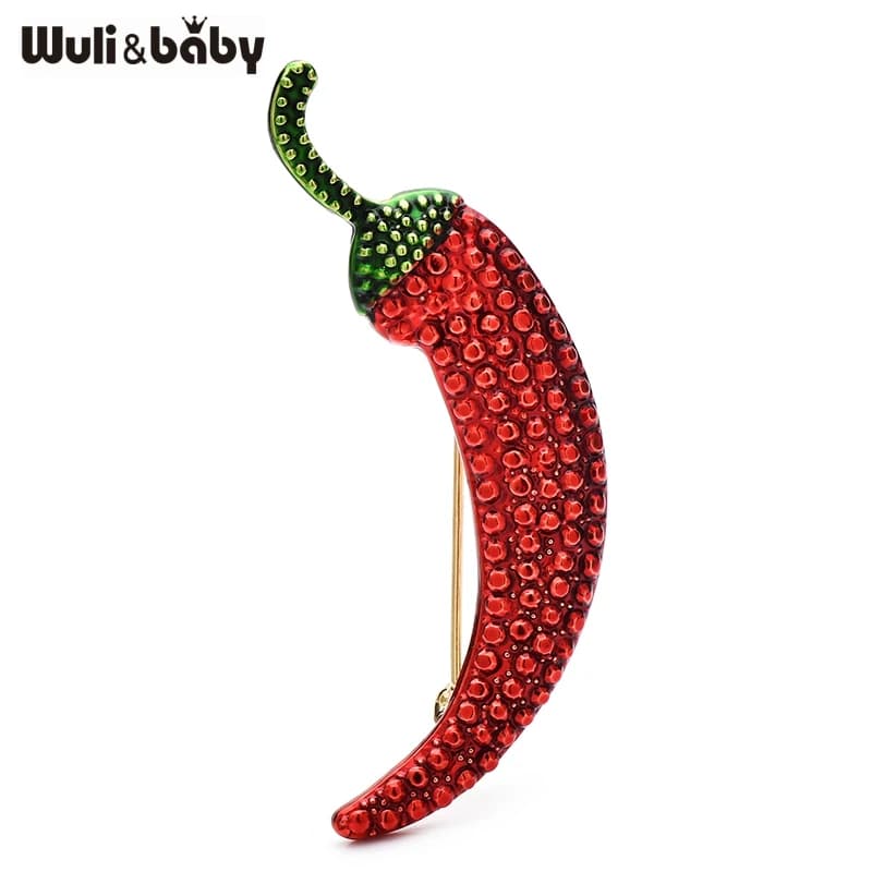 Wuli&baby Spille con strass a forma di peperoncino, bicolore, unisex, per abbigliamento femminile, zaini e regali