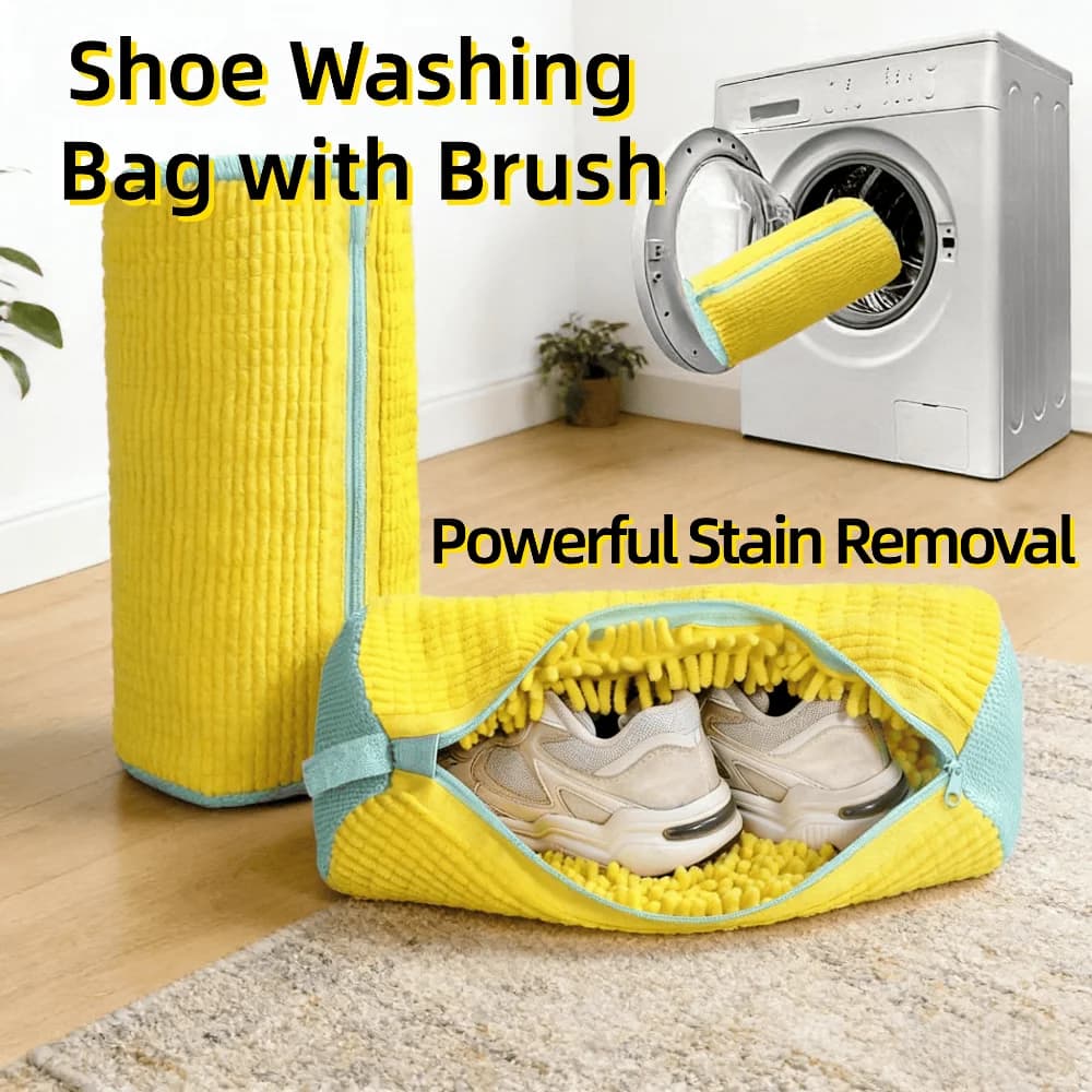 Sacchetto per Lavaggio Scarpe con Spazzola, Resistente Sacchetto per Lavanderia, Protegge Forma e Colore, Organizzatore per Tutti i Tipi di Scarpe