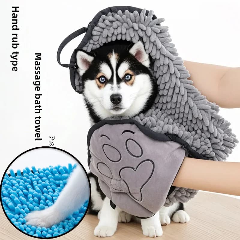 Super Absorbent Animal Bath Towel Fast Drying Grey Cat Towel Comfortable Soft bathrobe Dry pet cleaning cloth Dog accessories