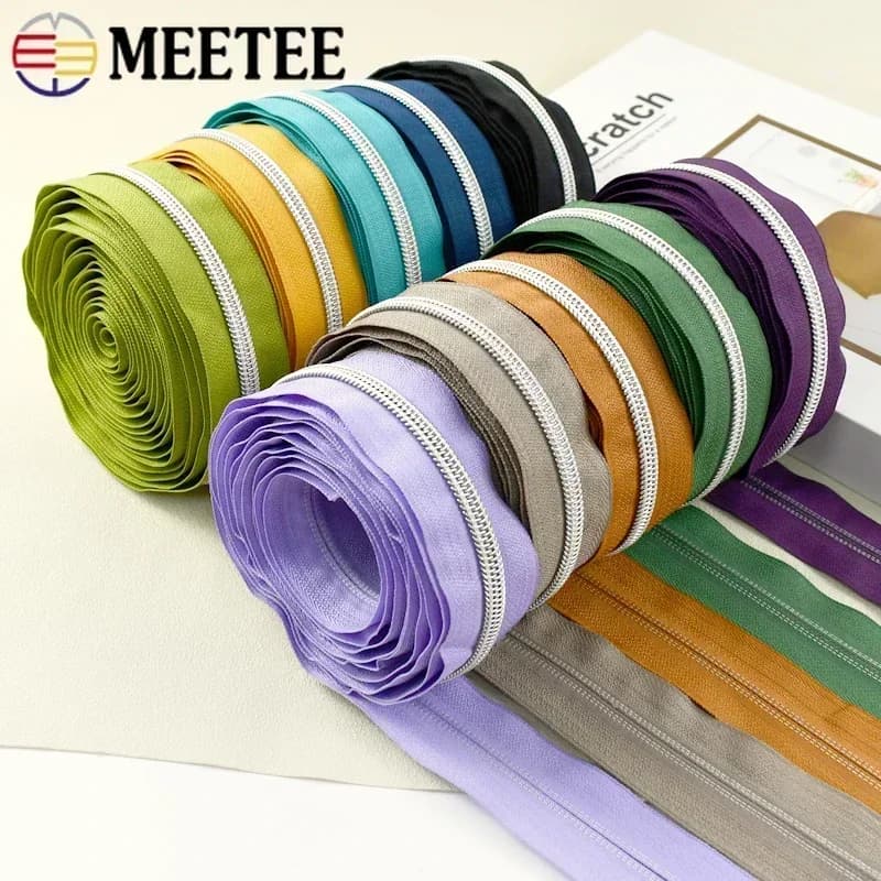 Meetee 1-10M 5 # Cerniere in nylon per borse, scarpe, indumenti, rotolo di plastica, cerniera al metro, kit di riparazione per cerniere decorative, accessori per cucire fai da te
