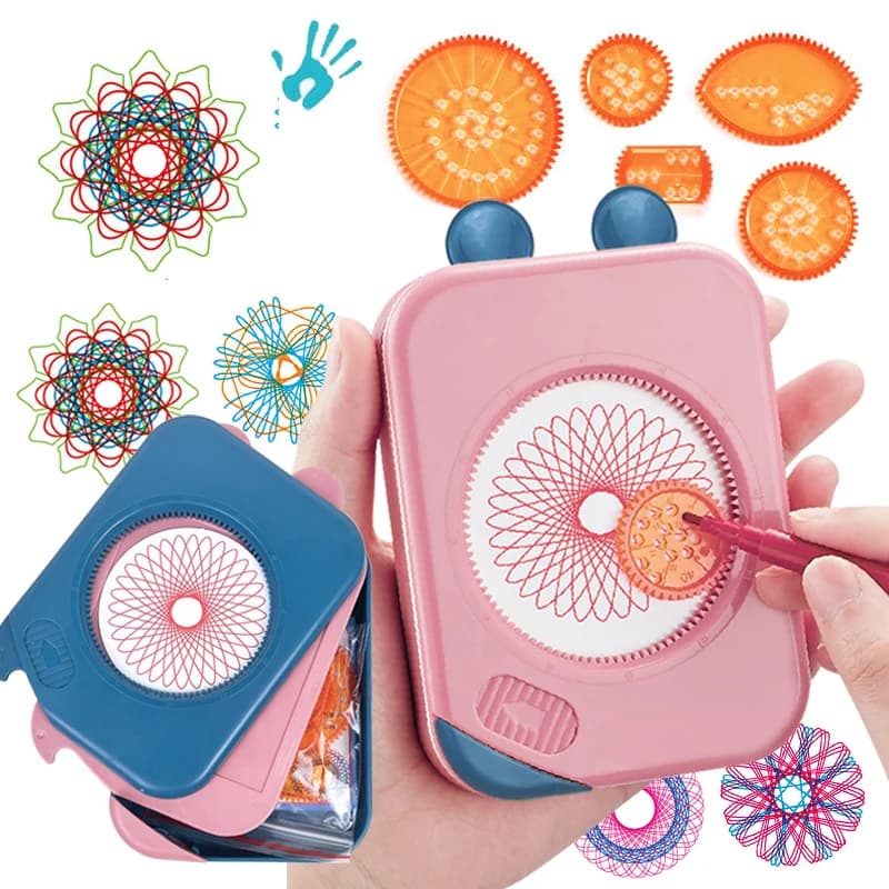 Spirografo magico Disegno Giocattoli Modello di pittura Accessori multifunzione Righello geometrico Strumenti di disegno Set di stoccaggio Giocattoli per bambini