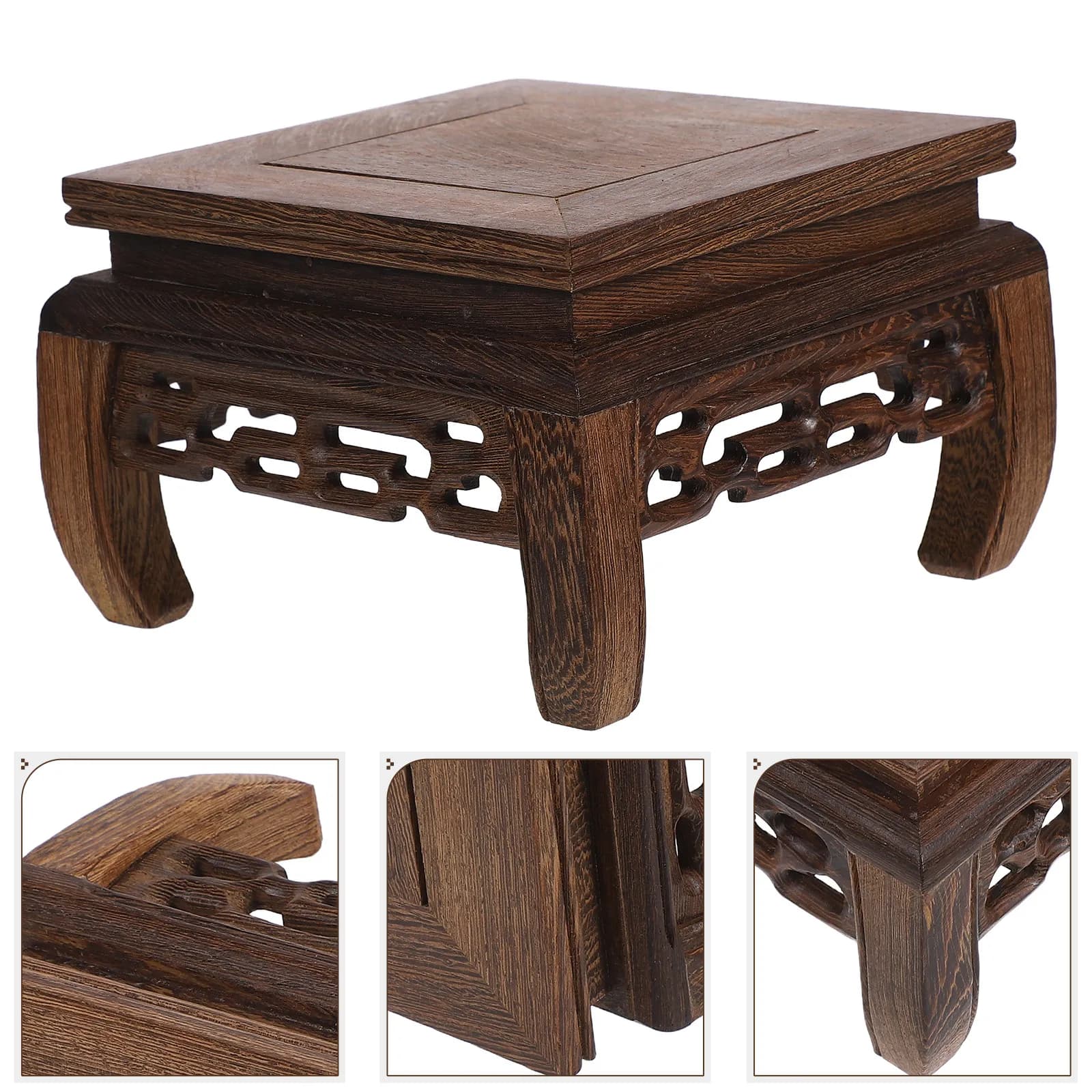 Robusto Supporto Quadrato in Legno per Vasi, Base per Esposizione Fiori in Legno di Wing, Elegante Supporto Rustico per Piante, Piedistallo per Arredamento Casa