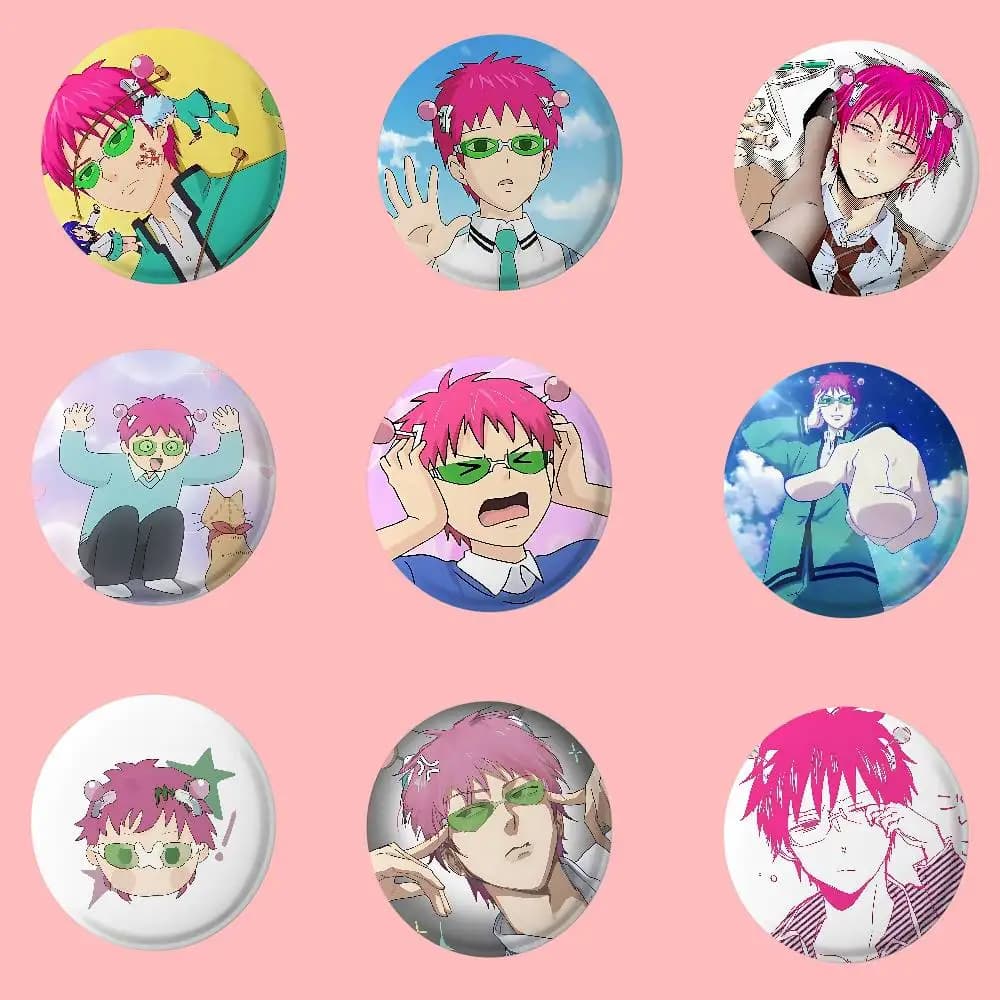 Spille distintive Anime Cool S-Saiki K-S per amici, zaini, abbigliamento, accessori da collezione, regalo di gioielleria