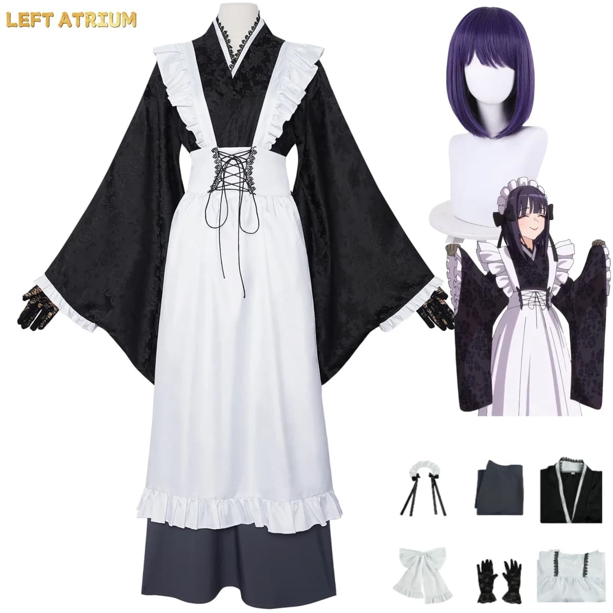 Costume Cosplay Anime My Dress Up Darling Stagione 2 Kitagawa Marin, Abito da Cameriera Sono Bisque Doll Wa Koi Wo Suru, Kimono con Parrucca