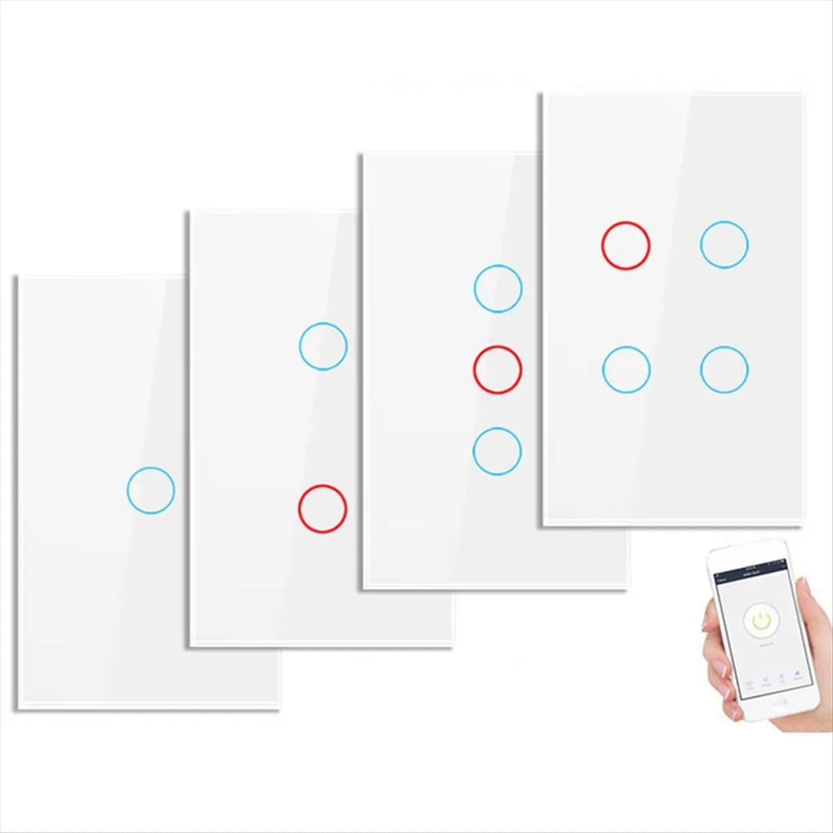 Interruttore a Muro WiFi Smart ABFS Tuya US Plug, 3 Gang, Senza Filo Neutro, Sensore Touch, Interruttori Luce LED, Casa Intelligente Alexa Google, Nero