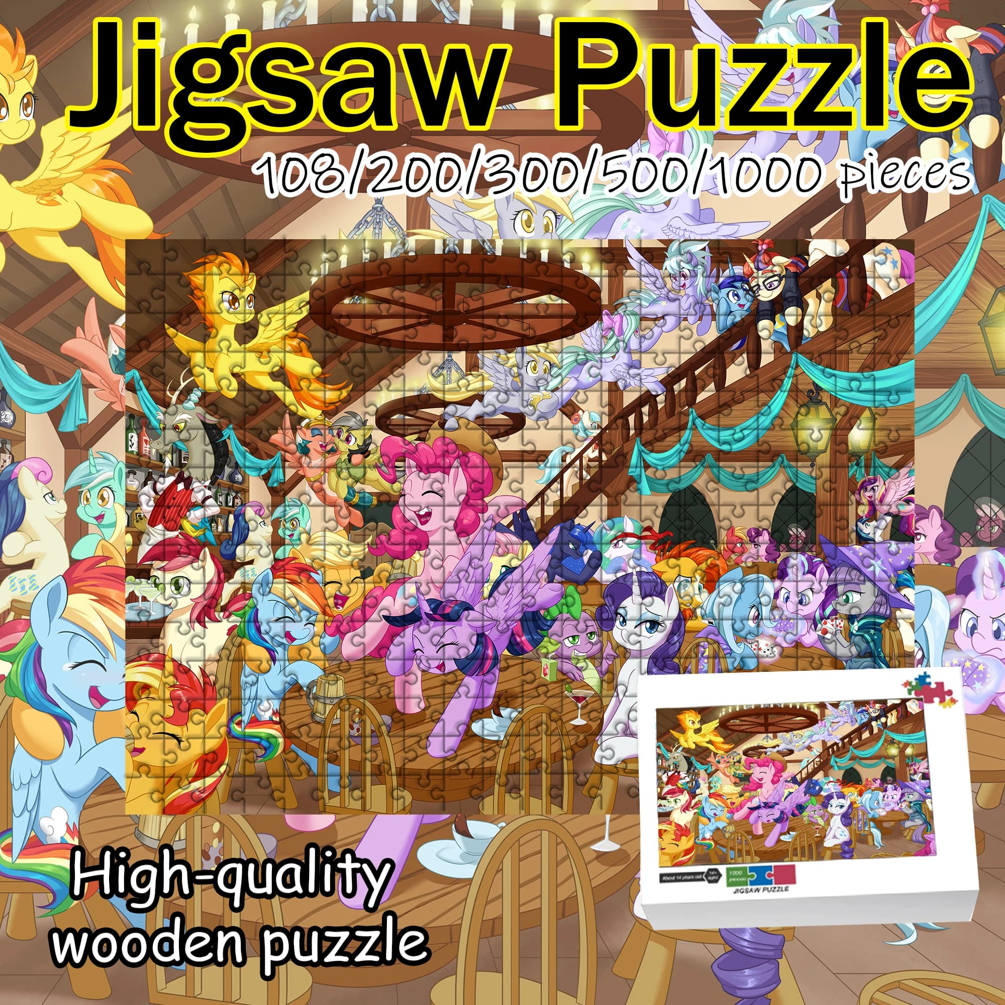 Puzzle My Little Pony da 108/200/300/500/1000 pezzi, puzzle in legno, regalo di alta qualità, divertente regalo di compleanno