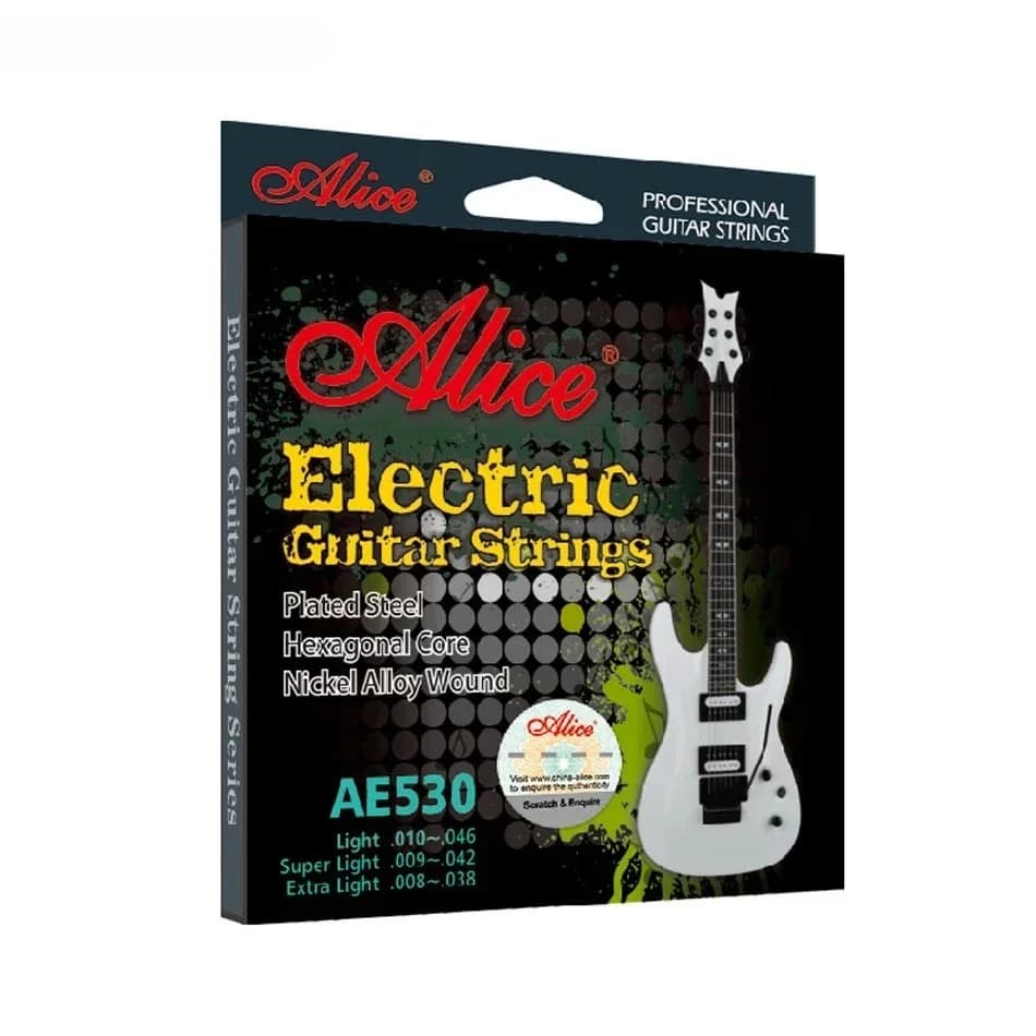Corde per chitarra elettrica originali ALICE AE530 1a-6a luce super leggera extra leggera in lega di nichel avvolta set completo nucleo esagonale