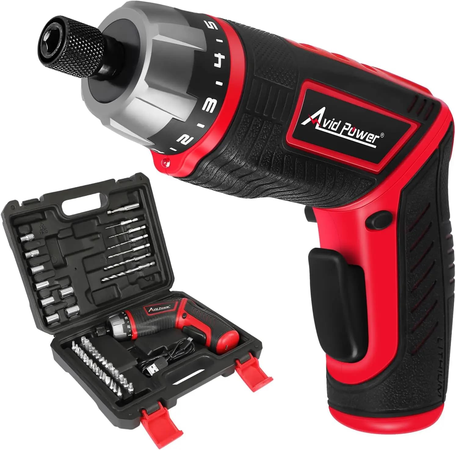 Kit Cacciavite Elettrico Ricaricabile Senza Fili con 44 Accessori, 5.65Nm di Coppia, Luce LED
