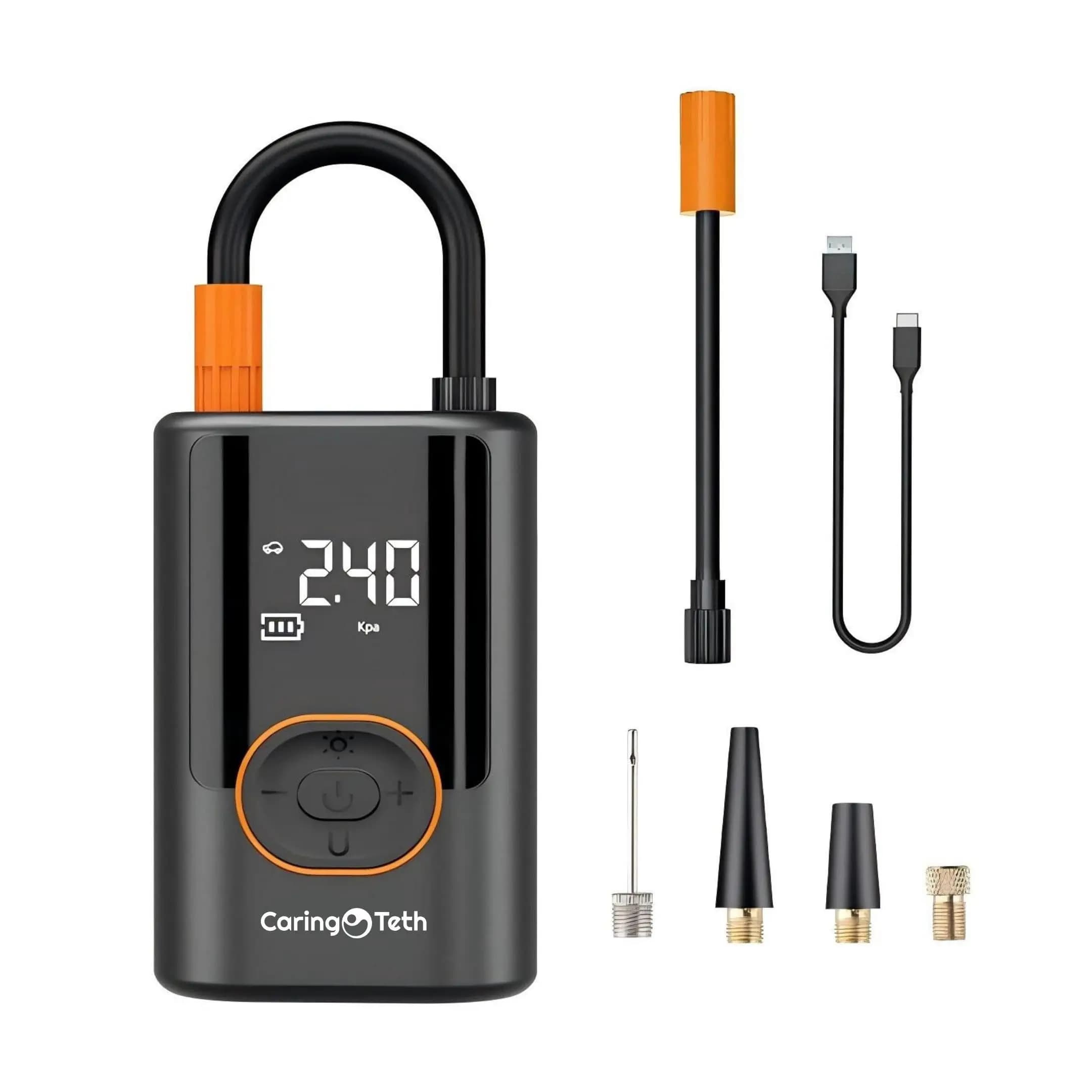 Tire Inflator Portable Air Compressor Rechargeable Electric Bike Pump with Gauge LED Light Portable Car Tire Pump