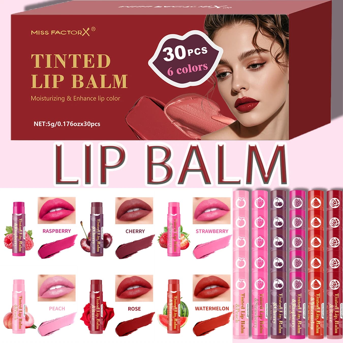 Rossetto in 6 colori da 30 pezzi - cura labbra idratante e lucidante, facile da assorbire, adatto a tutti i tipi di pelle, portatile e compatto