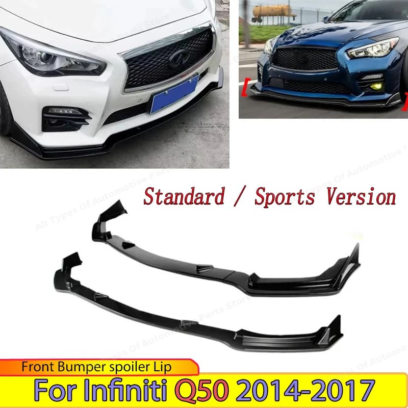 Front Bumper Splitter Lip Spoiler for Infiniti Q50 Standard/Sport Version 2014 2015 2016 2017 Refit Chin Diffuser Blade Body Kit