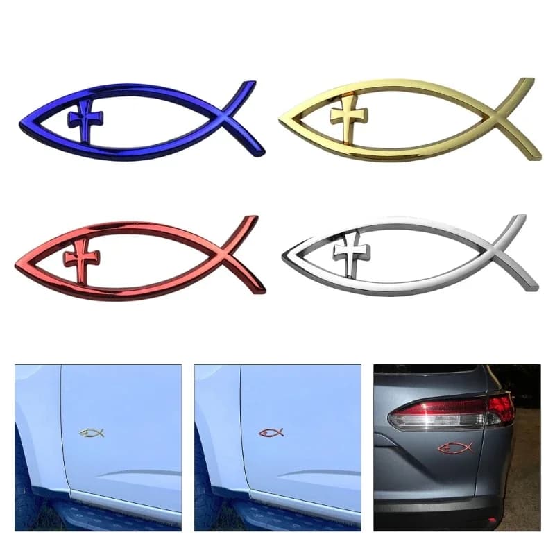 Wall decals for car windows with religious cross Waterproof with fish savior Wall decal with Christian fish for