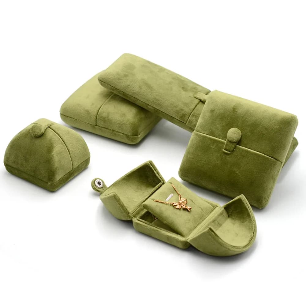 Fashion Velvet Necklace Storage Box Solid Color Double Door Jewelry Display Box Multi-functional Necklace Holder