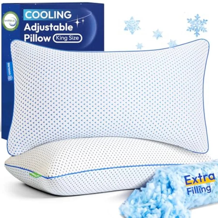 Cuscini Rinfrescanti King Size, Set da 2, per Dormire, Regolabili, in Memory Foam Gel Sfilacciato, Cuscini Freschi, Confezione da 2, per Dormire su un Fianco o sulla Schiena, per Chi Soffre il Caldo