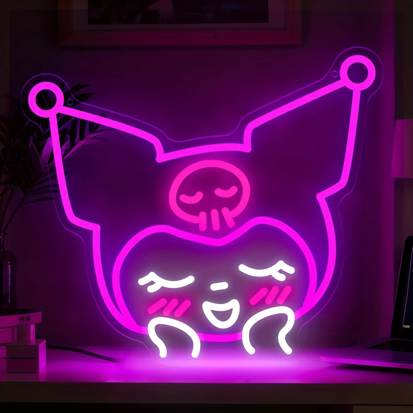 Luce Notturna LED a Forma di Kuromi, Insegna al Neon Decorativa per Camera da Letto e Sala Giochi, Regalo Perfetto per Ragazze e Adolescenti