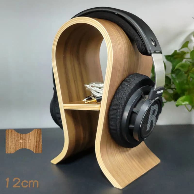 Head Mounted Headphone Stand Solid Wood Storage Holder Walnut U-shaped Eardphone Storage Stand Headset Display Rack Decoration
