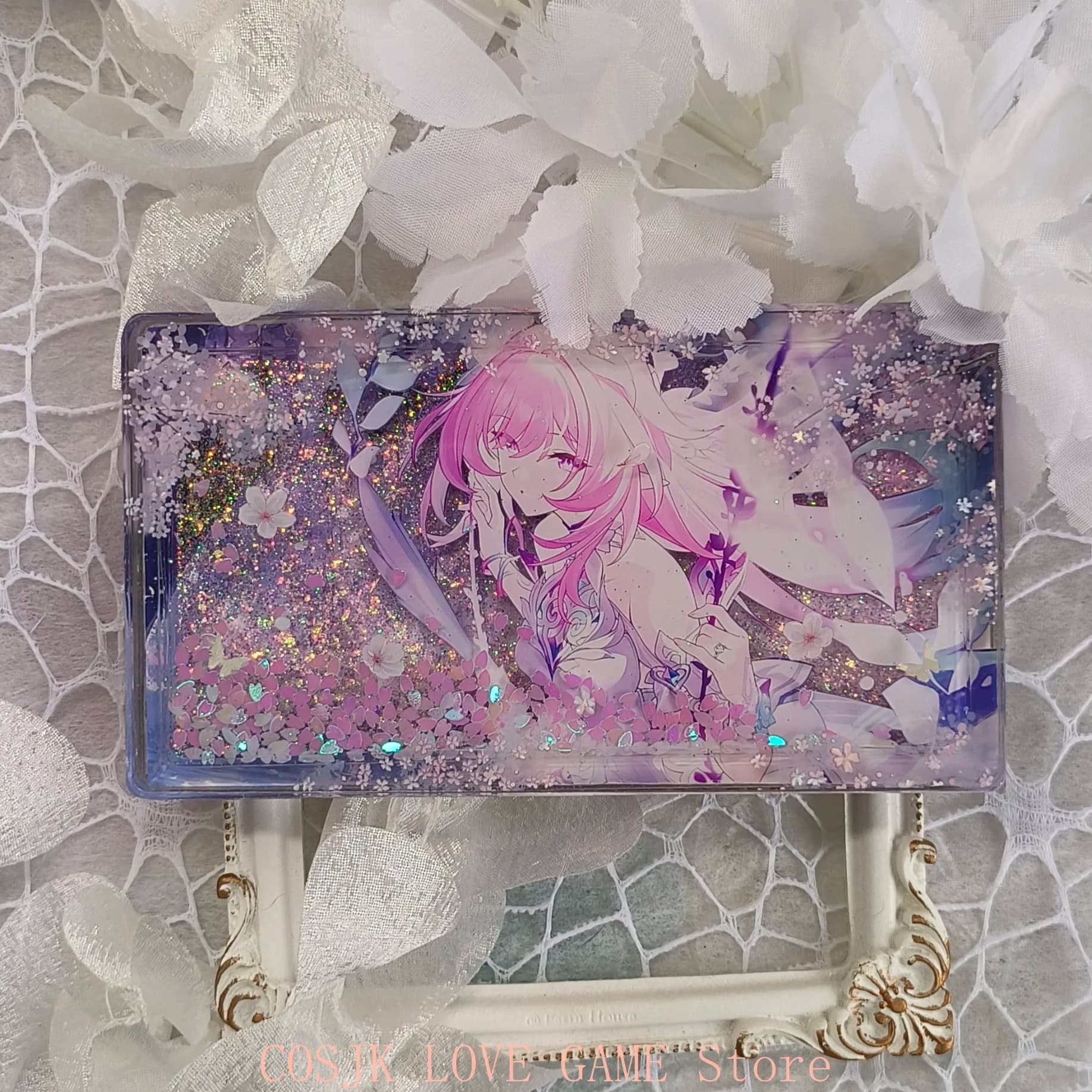 Anime Honkai: Star Rail Cyrene Cosplay - Targhetta/Segnaposto in Acrilico Bistrato Fatta a Mano con Effetto Sabbia Mobile e Mattoncini Mahjong - Regalo per Fan dei Cartoni Animati