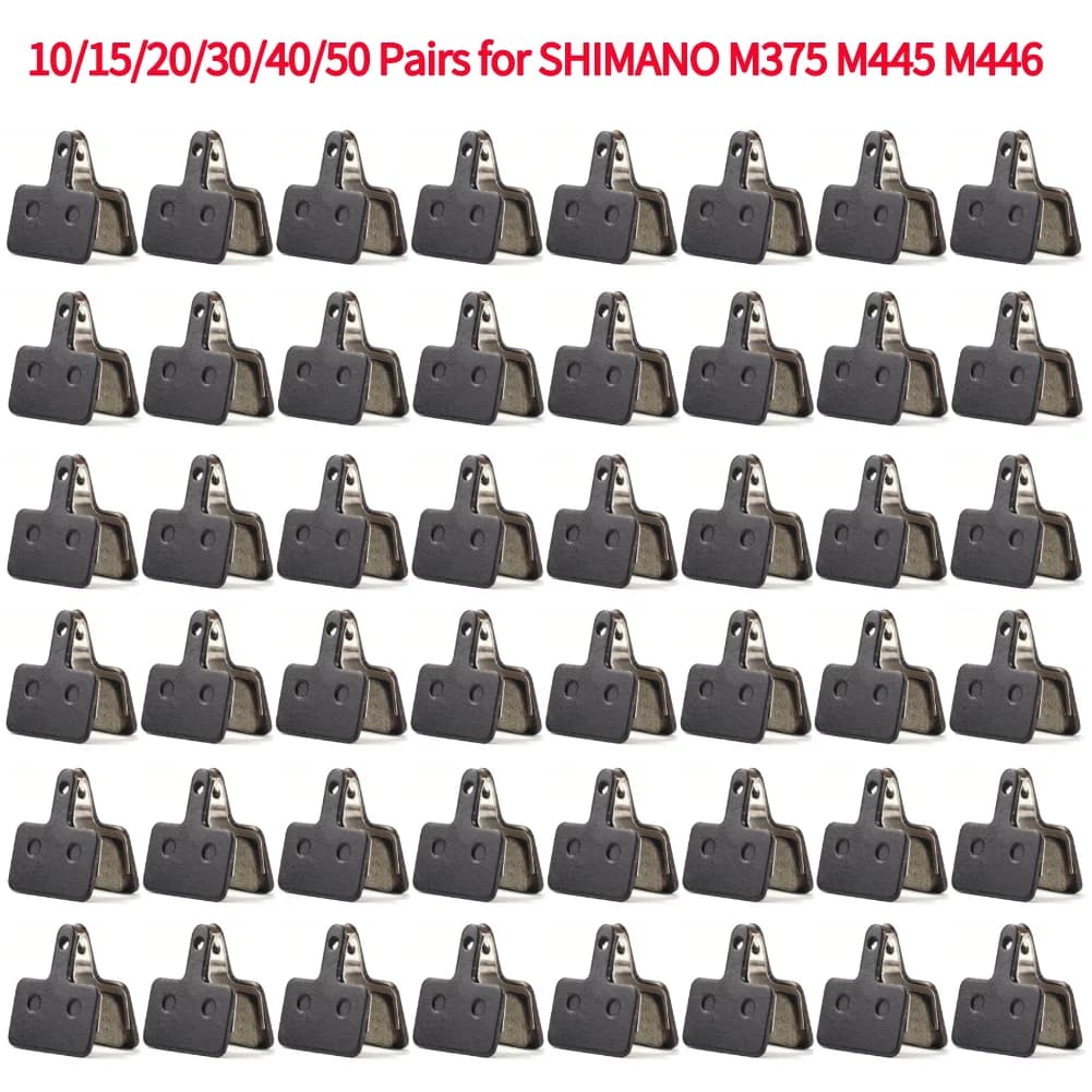 10/15/20/30/40/50 paia MTB Road Bicycle pastiglie freno a disco per SHIMANO M375 M445 M446 resina Semi-metallica ciclismo pastiglie freno parti