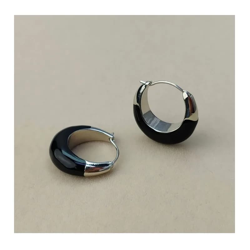 Simple and Versatile Black Drip Glaze Stud Earrings Women's New Chinese Earrings Fashionable Atmosphere Medieval Earrings Light