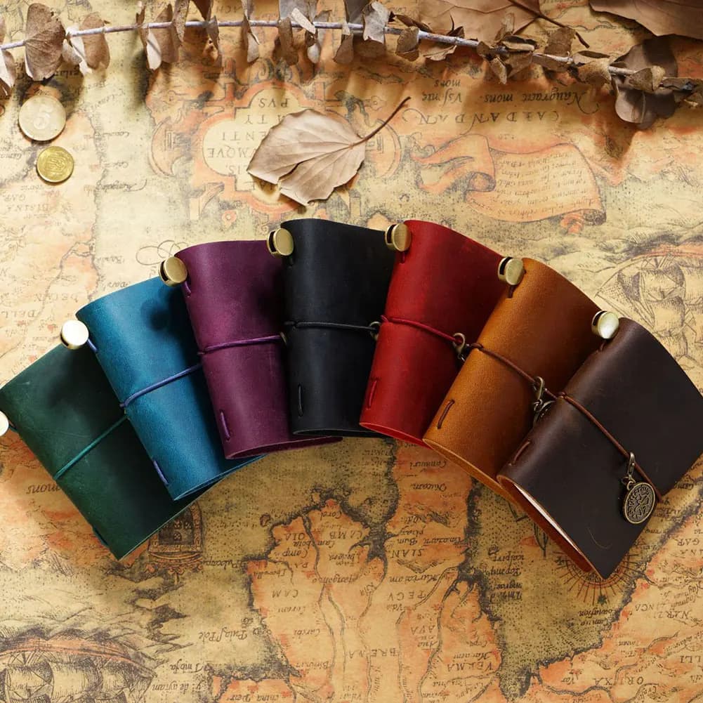 Mini Version Travel Notebook,Mini Leather Journal Notebook,Personalized Leather Retro Pocket Notebook,Vintage Pocket Notebook