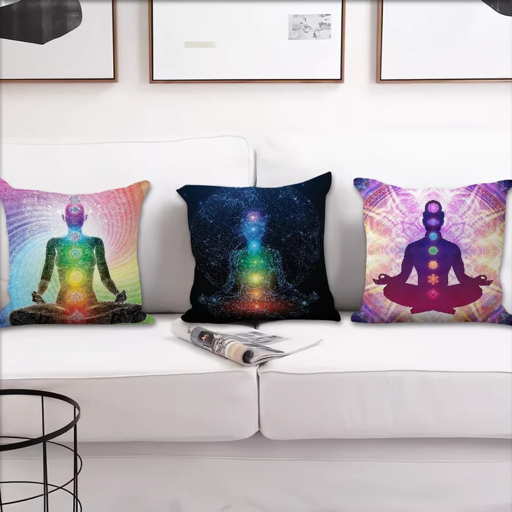 Lotus Seven Chakra Yoga Meditation Cushion Cover For Pillow Printing Sofa Decoration Home Car Room Coffee Shop Nordic Simplicity