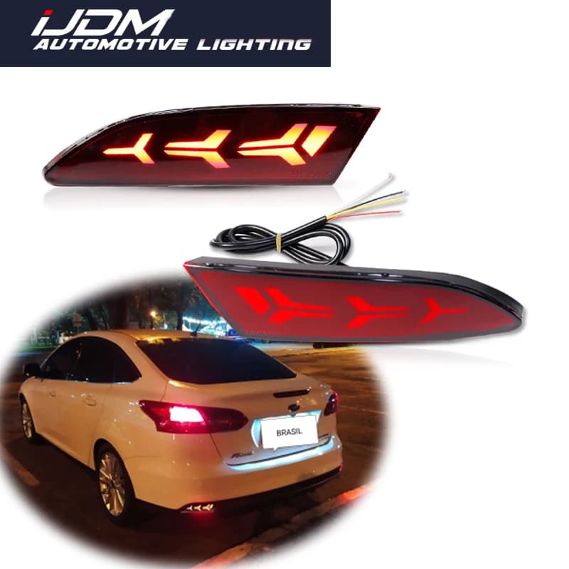 2 pezzi per Ford Focus 3 2011-2014 berlina berlina funzione come fendinebbia posteriori, freno e posteriori, luci di svolta paraurti a LED