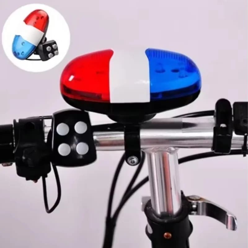 6 LED 4 Tone Sounds Bicycle Bell Police Car Light Electronic Horn Children's Siren Bike Scooter Cycling Lamp Accessories