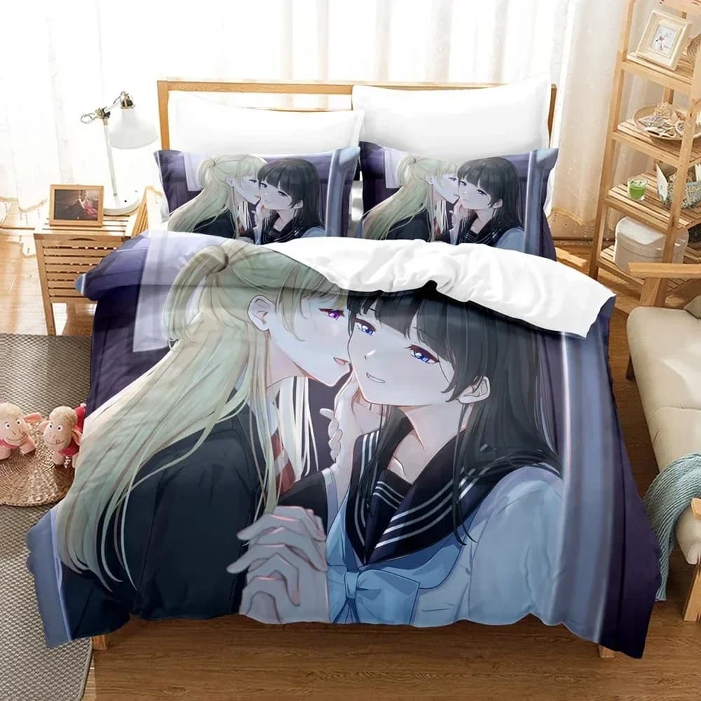 Set di Biancheria da Letto con Stampa 3D Uniforme da Marinaio Akebi, Copripiumino, Federe, Set Completo per Letto Matrimoniale, Queen o King Size