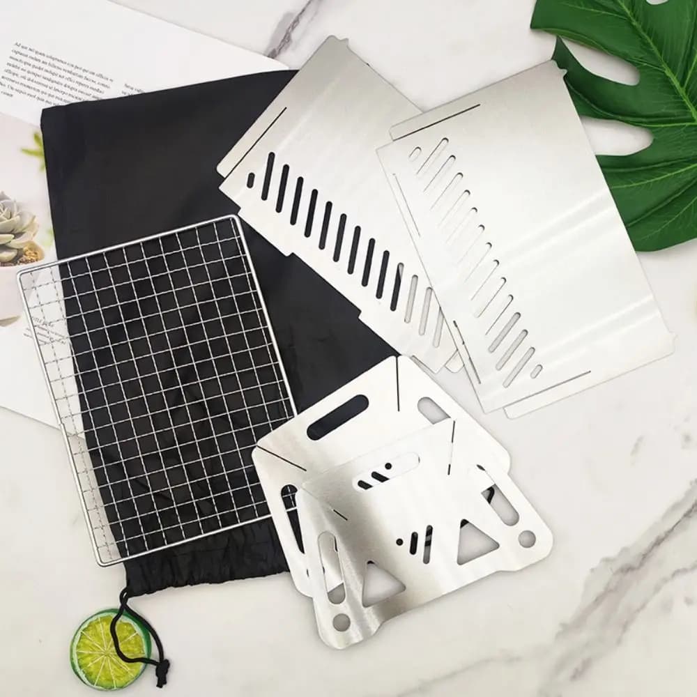 Detachable Folding Barbecue Grill Portable Stainless Steel Barbecue Stove Card Type Heat-resistant BBQ Grill Rack Camping