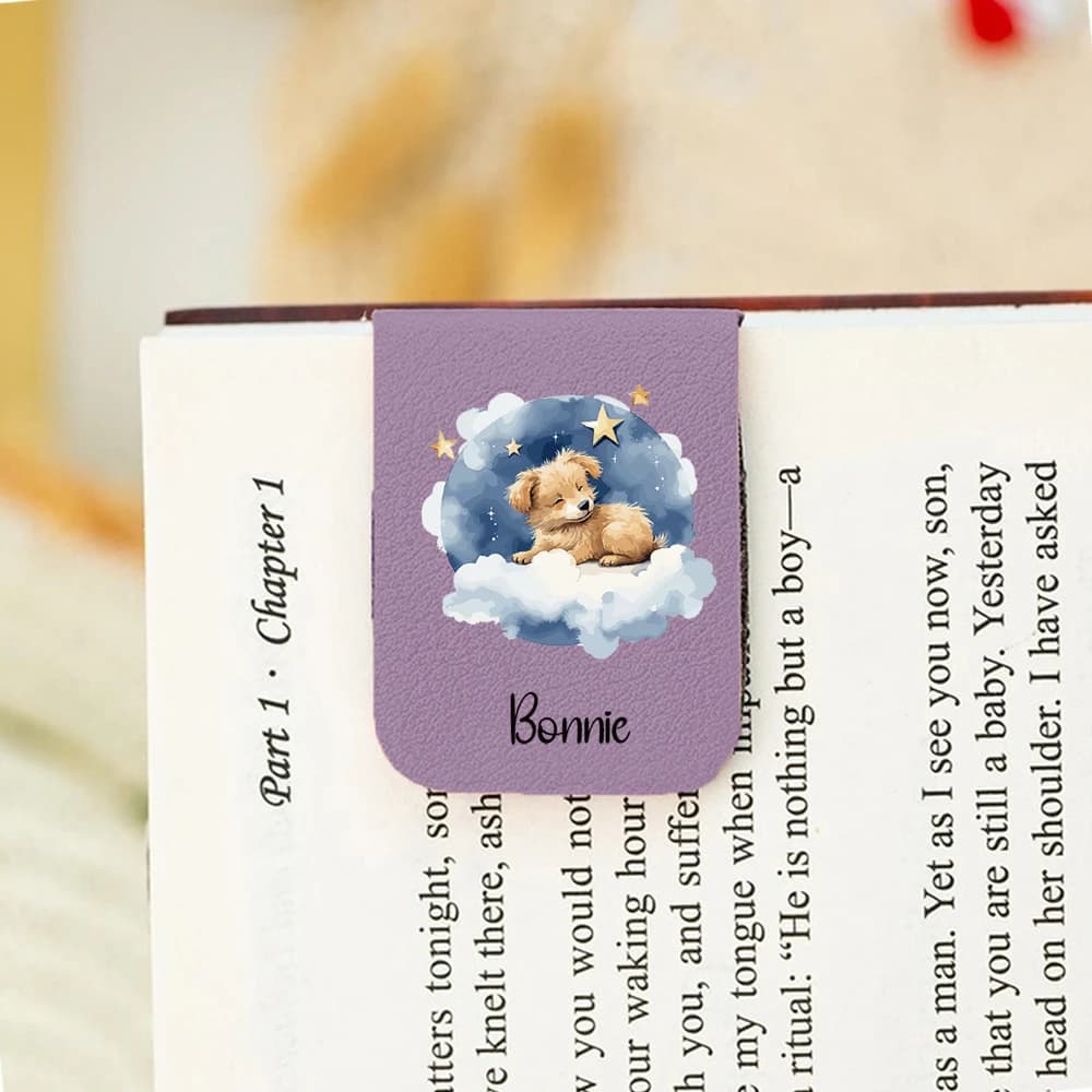 1PC Cute Puppy Customizable Name UV Print Aqua Blue Book Clamp For School Supplies
