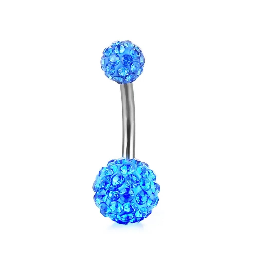 Eleganti Piercing all'Ombelico con Sfera di Cristallo, Zirconi e Acciaio Inossidabile, Gioielli per il Corpo Brillanti in Vari Colori