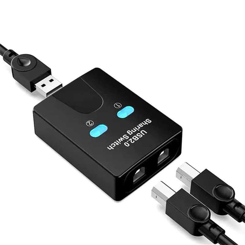 【C】Hub di condivisione USB 2.0 a 2 porte per stampante, dispositivo di condivisione per due computer, splitter USB a forma di U, 1 ingresso 1 uscita - H9S3