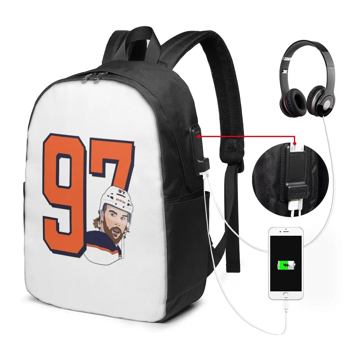 Connor McDavidPer i fan degli Edmonton Oilers Zaino da viaggio Borsa per notebook Borsa per computer Borsa per studenti universitari Borsa per laptop Borse a tracolla