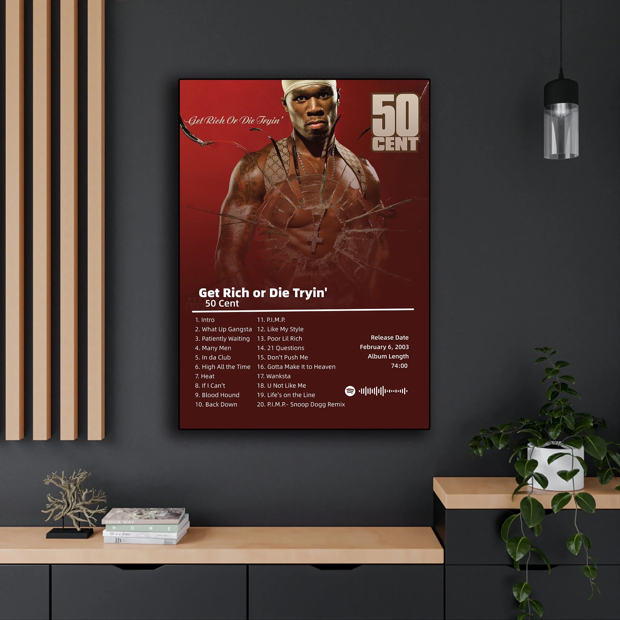 50 centesimi American Hit Pop Hip Hop Rapper Musica Poster Album Copertina Immagini Soggiorno Estetica Stampa su tela Decorazione della parete di casa