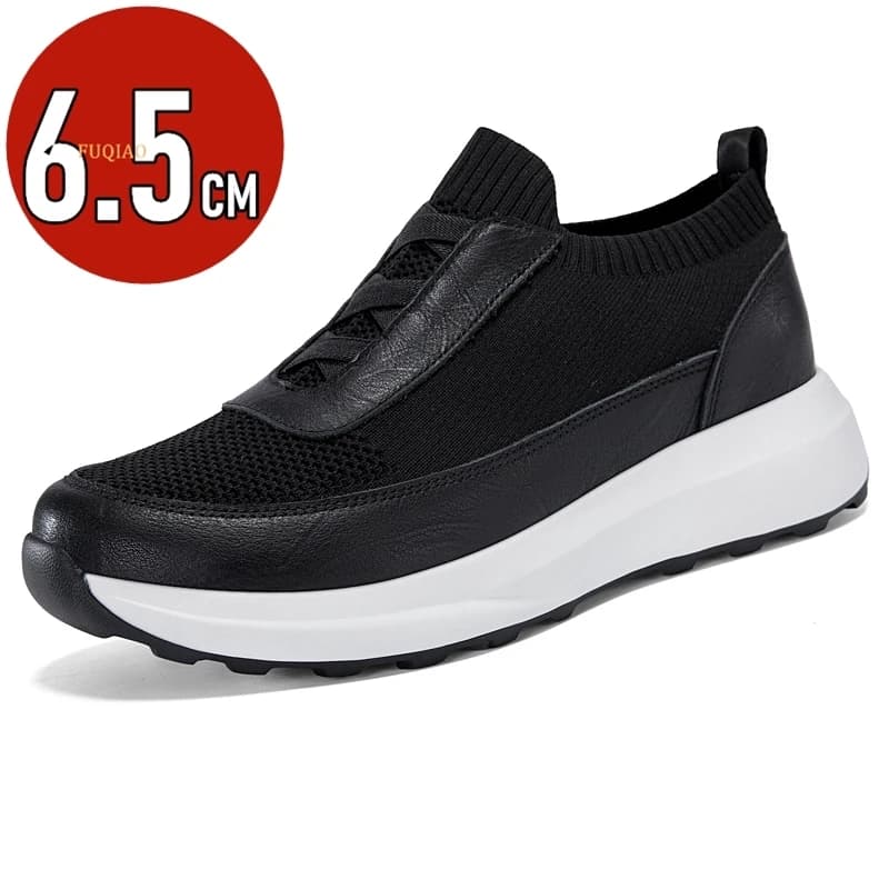 Men's Summer Sport Shoes Breathable in Mesh with Invisible Internal Rehabilitation of 6.5 CM, Comfortable, Anti-slip, with Elastic Belt, Slip-On